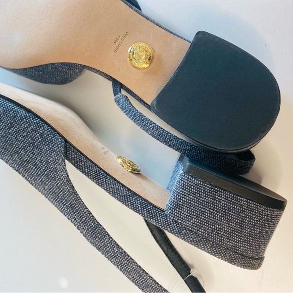 Veronica Beard Two-Tone Slingback Size 10 –Gray Black Blue Denim Cap Toe Pointed - Picture 6 of 7